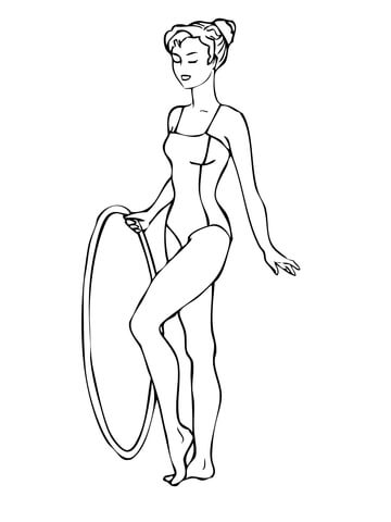 Gymnastics Routine With A Hoop Coloring Page